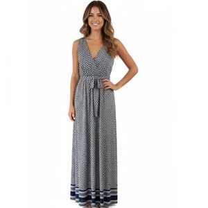 Tua Boutique Blue Floral Vneck Maxi Dress Size Small